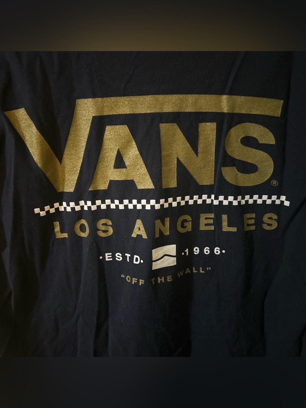 Vans Mens Black Short Sleeve Tee with Gold Los Angeles Logo